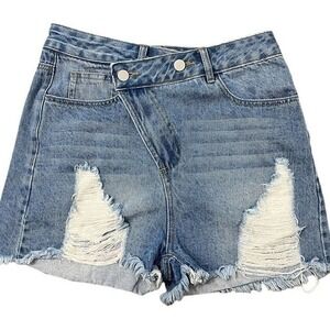 Cloud Ten Crossover Distressed‎ Shorts Denim Cut Offs Women's S